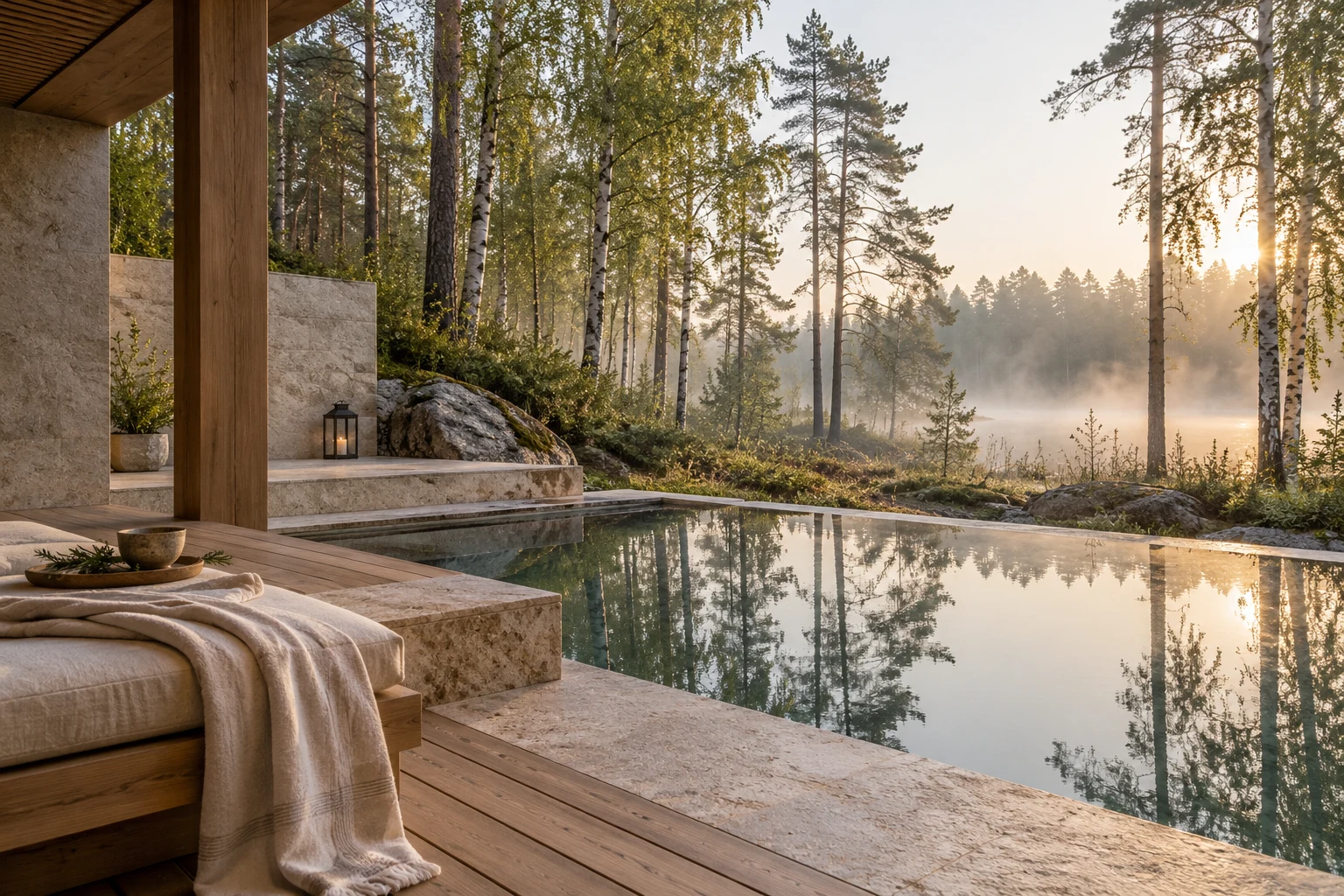 Baltic forest spa atmosphere, concept imagery